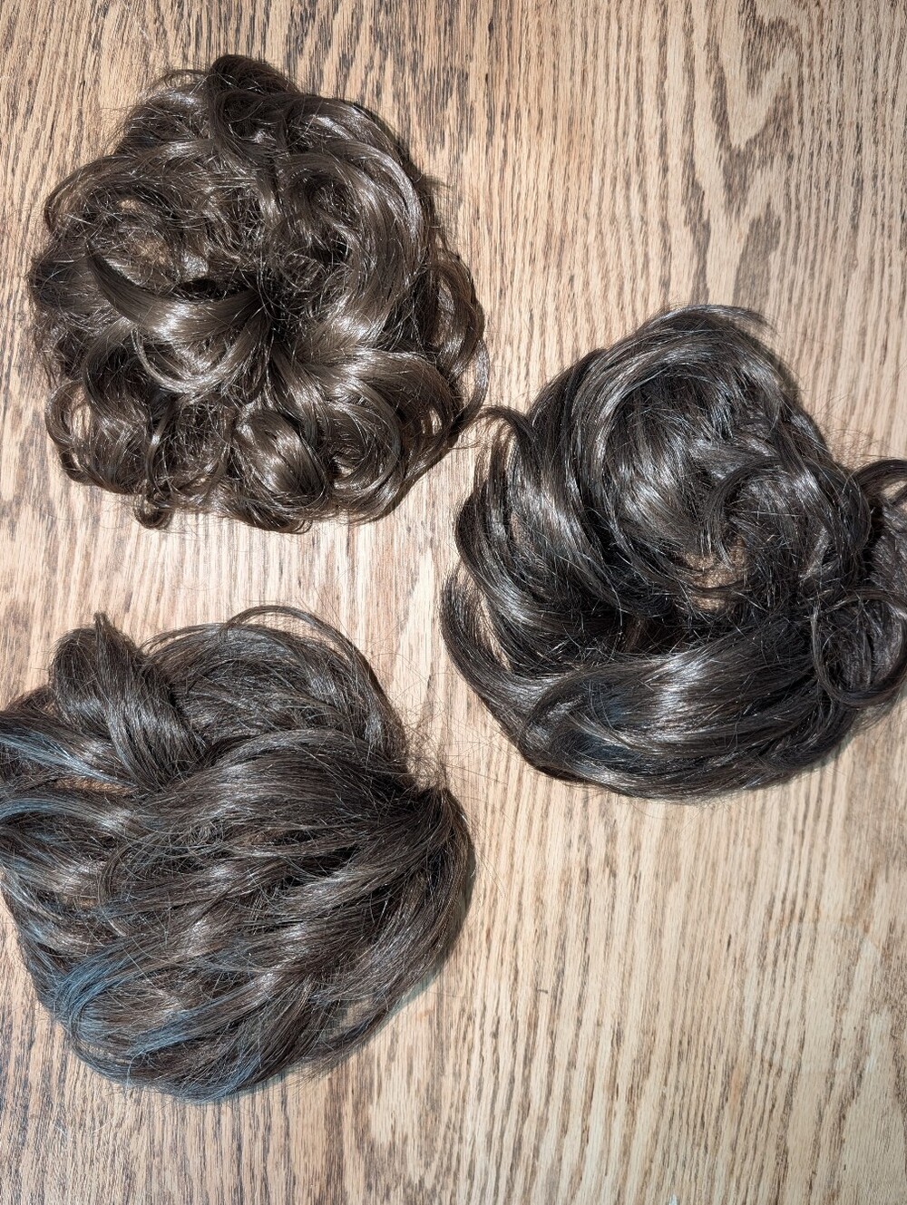 Set of Three Scrunchie Style Hairpieces, Messy Bun, Cool Medium Brunette